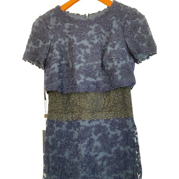 NWT Tadashi Shoji Mesh Lacy Overlay Pencil Dress Size 6 S Stretch RDD10676 - Picture 3 of 16
